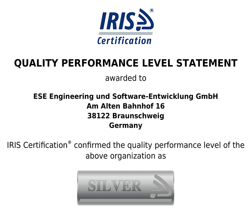 IRIS Zertifizierung der ESE GmbH | Anerkennungen